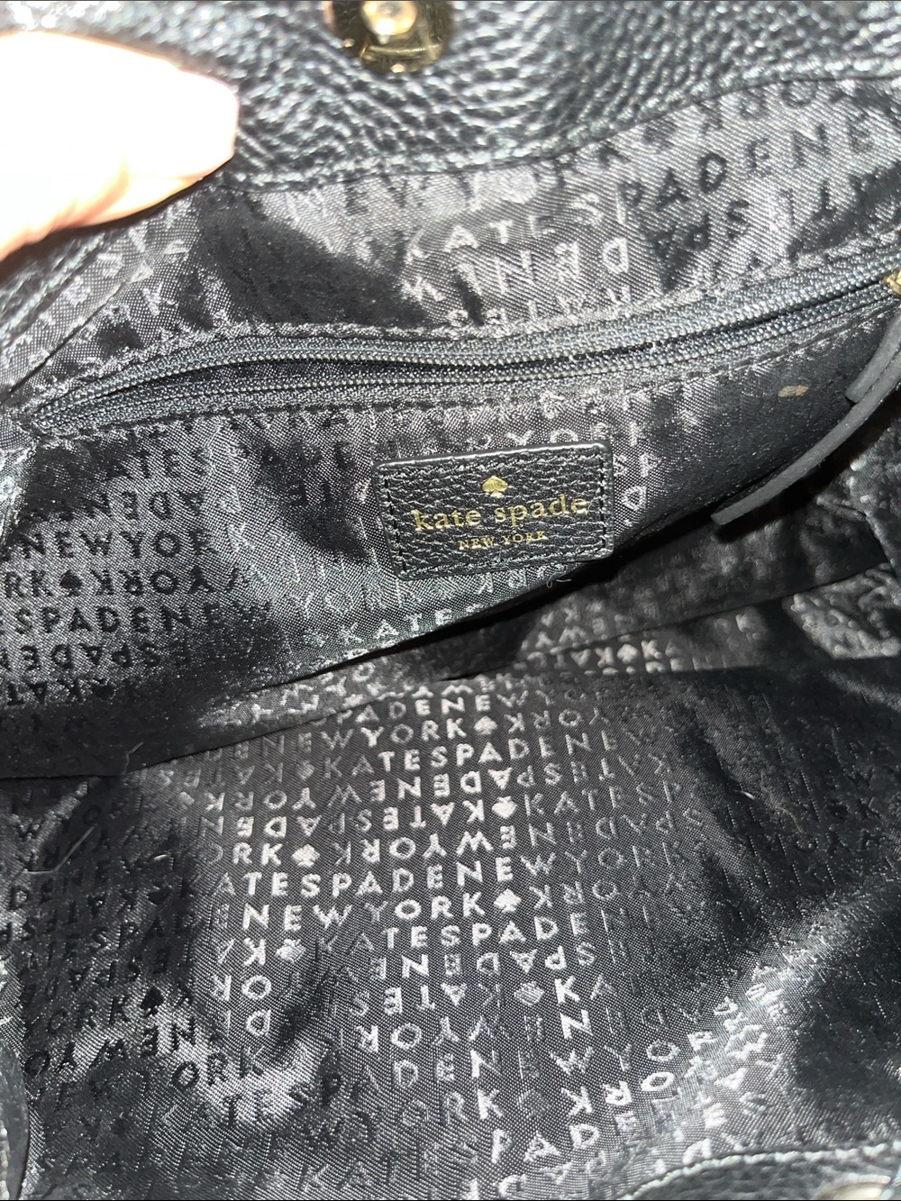 KATE SPADE Black Pebbled Leather Drawstring Backpack - Picture 5 of 5